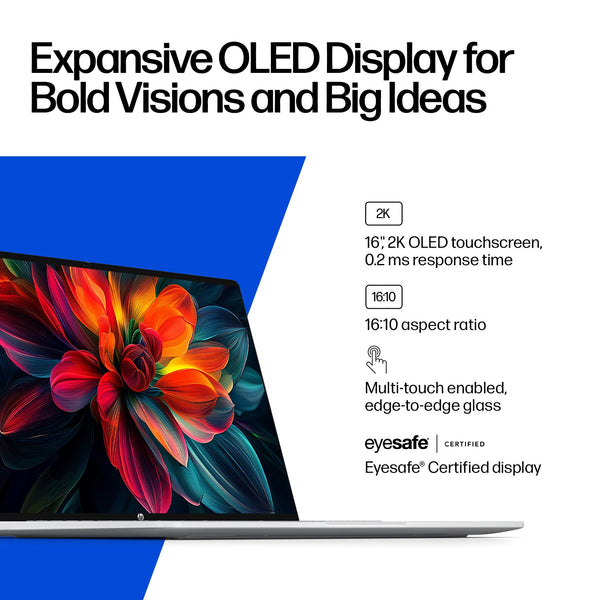 HP - OmniBook 5 - 16" 2K OLED Touch-Screen Laptop - Snapdragon X Plus (2024) - 16GB Memory - 1TB SSD - Copilot+ PC - Glacier Silver