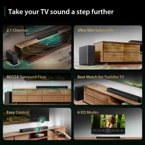 Toshiba - C210WR 2.1 Channel Soundbar with Wireless Subwoofer, Dolby Audio - Black