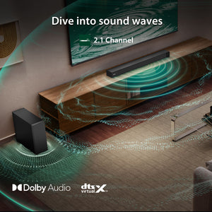 Toshiba - C210WR 2.1 Channel Soundbar with Wireless Subwoofer, Dolby Audio - Black