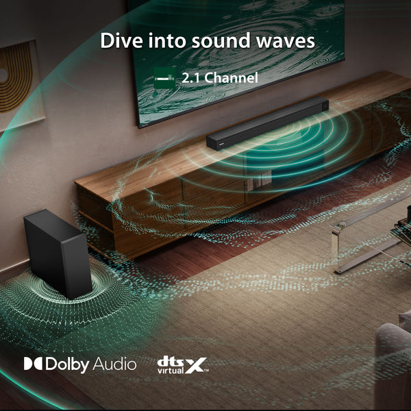 Toshiba - C210WR 2.1 Channel Soundbar with Wireless Subwoofer, Dolby Audio - Black