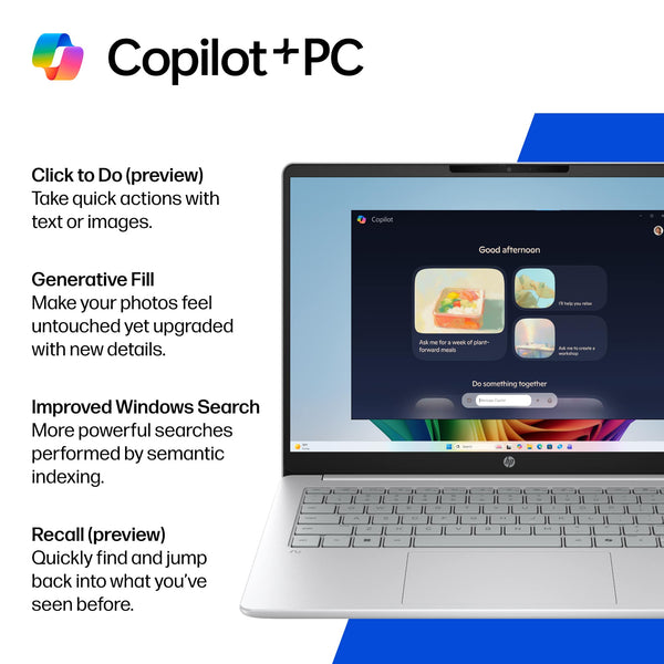 HP - OmniBook 3 - 14" 2K Touchscreen Laptop - Snapdragon X - 16GB Memory - 512GB SSD - Copilot+ PC - Glacier Silver