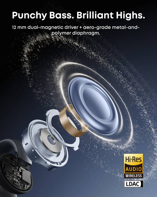 Anker - Soundcore AeroClip 2 Open-Ear Clip-On Earbuds - with Guinness World Records-Certified Call Quality - Black