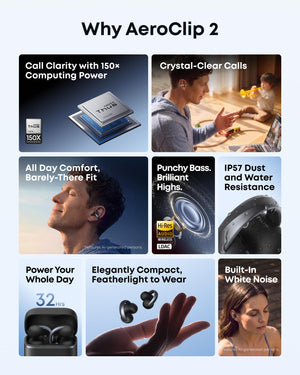 Anker - Soundcore AeroClip 2 Open-Ear Clip-On Earbuds - with Guinness World Records-Certified Call Quality - Black