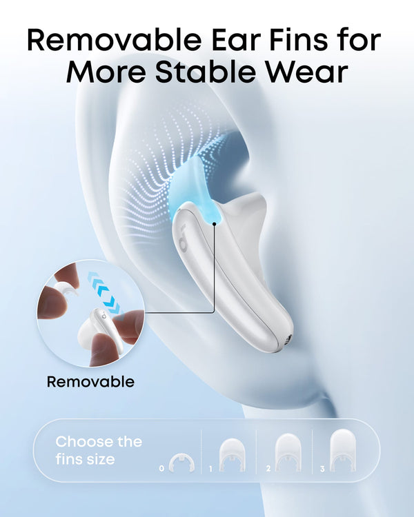 Soundcore - by Anker Liberty Buds Semi-In-Ear Adaptive Noise Cancelling Bluetooth Wireless Earbuds - White