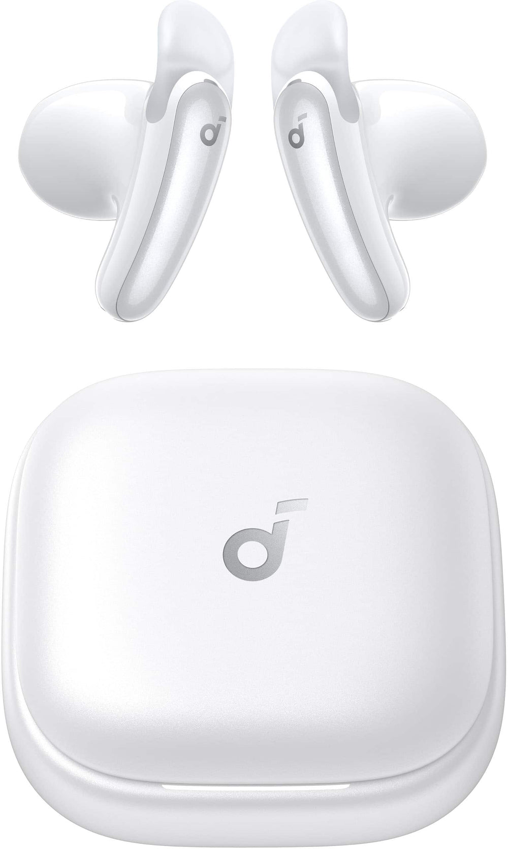 Soundcore - by Anker Liberty Buds Semi-In-Ear Adaptive Noise Cancelling Bluetooth Wireless Earbuds - White