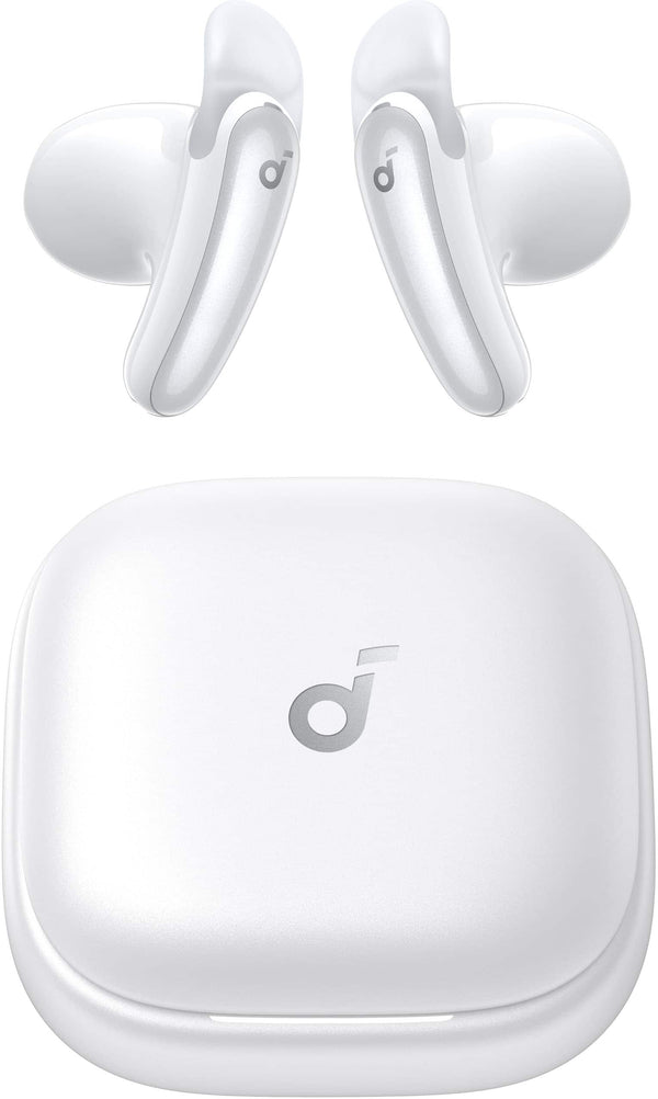 Soundcore - by Anker Liberty Buds Semi-In-Ear Adaptive Noise Cancelling Bluetooth Wireless Earbuds - White