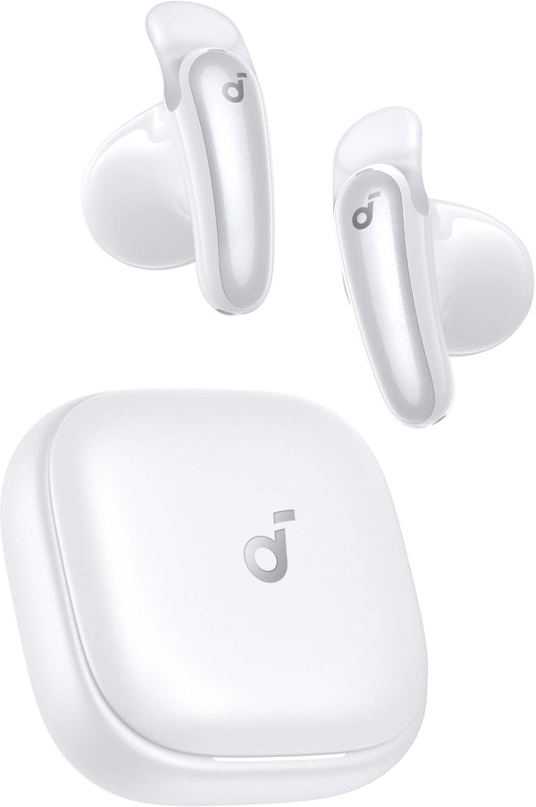 Soundcore - by Anker Liberty Buds Semi-In-Ear Adaptive Noise Cancelling Bluetooth Wireless Earbuds - White