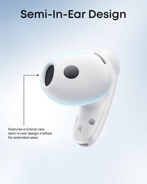 Soundcore - by Anker Liberty Buds Semi-In-Ear Adaptive Noise Cancelling Bluetooth Wireless Earbuds - White