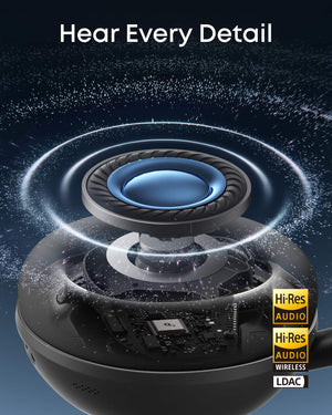 Anker - Soundcore Space 2 Wireless Bluetoth Noise Cancelling Over-the-Ear Headphones with 50H ANC Playtime and Comfort - Black