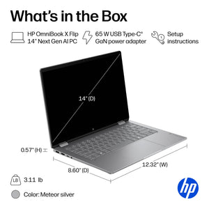 HP - OmniBook X Flip 2-in-1 - 14" 2K OLED Touchscreen Laptop - Intel Core Ultra 5 (2026) - 16GB Memory - 512GB SSD - Copilot+ - Meteor Silver