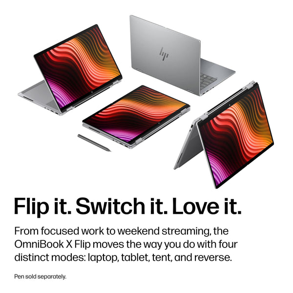 HP - OmniBook X Flip 2-in-1 - 14" 2K OLED Touchscreen Laptop - Intel Core Ultra 5 (2026) - 16GB Memory - 512GB SSD - Copilot+ - Meteor Silver