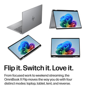HP - OmniBook X Flip 2-in-1 - 16" 2K Touchscreen Laptop - AMD Ryzen AI 5 430 (2026) - 16GB Memory - 512GB SSD - Copilot+ PC - Meteor Silver