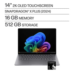 HP - OmniBook X - 14" 2K OLED Touchscreen Laptop - Snapdragon X Plus (2025) - 16GB Memory - 512GB SSD - Copilot+ PC - Meteor Silver