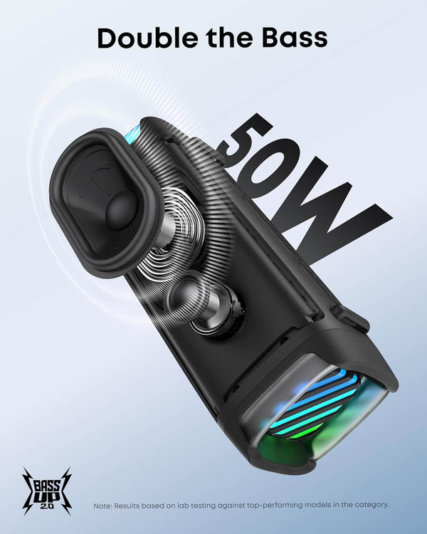 Soundcore - by Anker Boom 3i Rugged Outdoor Portable Bluetooth Speaker, IP68 Waterproof, Floating, 50W, 16H Playtime - Black