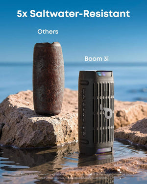 Soundcore - by Anker Boom 3i Rugged Outdoor Portable Bluetooth Speaker, IP68 Waterproof, Floating, 50W, 16H Playtime - Black