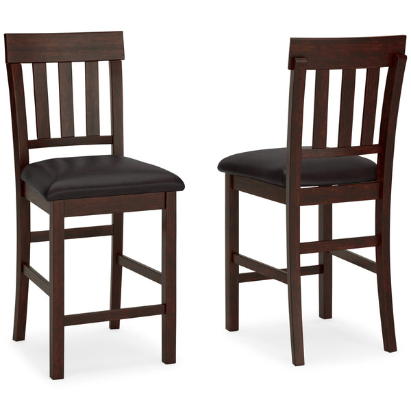Haddigan - 7 Pc. - Dining Set - Counter Butterfly Ext. Table & 6 Uph Barstools