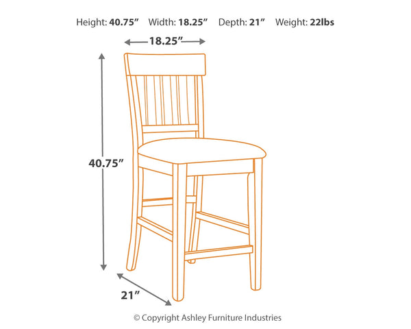 Haddigan - 7 Pc. - Dining Set - Counter Butterfly Ext. Table & 6 Uph Barstools
