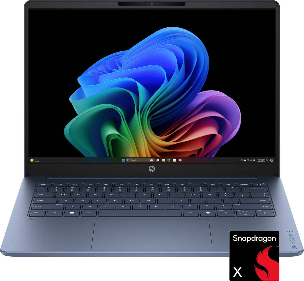 HP - OmniBook 3 - 14" 2K OLED Laptop - Snapdragon X - 16GB Memory - 256GB SSD - Copilot+ PC - Starlit Blue