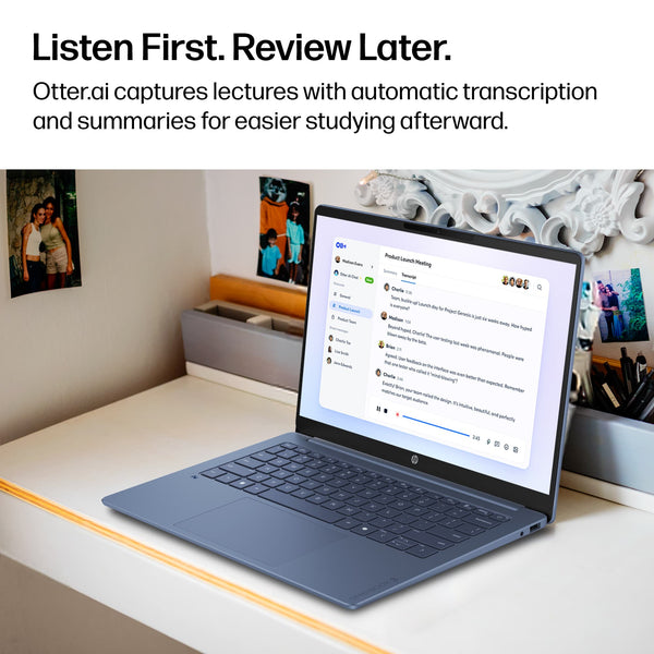 HP - OmniBook 3 - 14" 2K OLED Laptop - Snapdragon X - 16GB Memory - 256GB SSD - Copilot+ PC - Starlit Blue