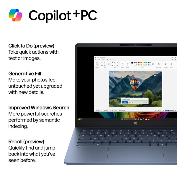 HP - OmniBook 3 - 14" 2K OLED Laptop - Snapdragon X - 16GB Memory - 512GB SSD - Copilot+ PC - Starlit Blue
