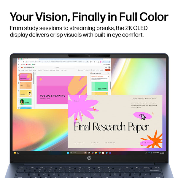 HP - OmniBook 3 - 14" 2K OLED Laptop - Snapdragon X - 16GB Memory - 512GB SSD - Copilot+ PC - Starlit Blue