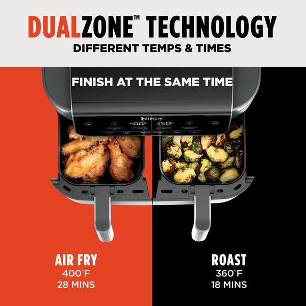Ninja - DualZone 6-in-1 8-QT Dual Air Fryer - Black