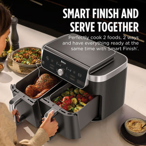 Ninja - DualZone Smart XL 6-in-1 Air Fryer, 10-qt Capacity with Thermometer - Black