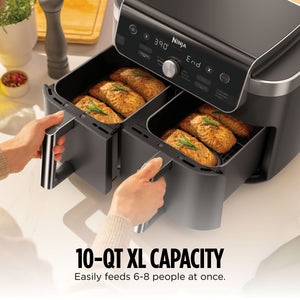 Ninja - DualZone Smart XL 6-in-1 Air Fryer, 10-qt Capacity with Thermometer - Black