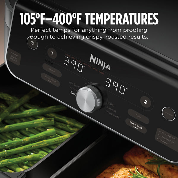Ninja - DualZone Smart XL 6-in-1 Air Fryer, 10-qt Capacity with Thermometer - Black