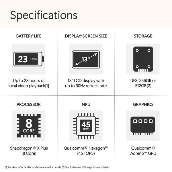 Microsoft - Surface Laptop - 13" 2K Touchscreen - Snapdragon X Plus 2025 - 16GB - 256GB Storage - Copilot+ PC - Platinum