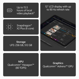 Microsoft - Surface Pro - 12" Touchscreen - Snapdragon X2 Plus (6 Core) - 16GB Memory - 512GB UFS - Device Only - Black