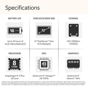Microsoft - Surface Pro - 12" Touchscreen - Snapdragon X Plus (8 Core) - 8GB Memory - 256GB UFS - Device Only - Platinum