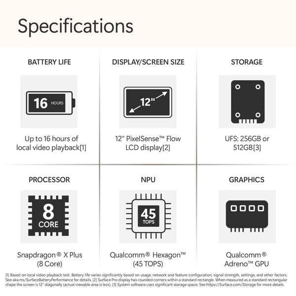 Microsoft - Surface Pro - 12" Touchscreen - Snapdragon X Plus (8 Core) - 8GB Memory - 256GB UFS - Device Only - Platinum