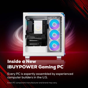 iBUYPOWER - Element Gaming Desktop PC AMD Ryzen 7 8700F 2024 NVIDIA GeForce RTX 5060 8GB 16GB DDR5 1TB NVMe SSD Storage - White