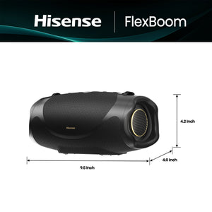 Hisense - Bluetooth Speaker FlexBoom, Up to 20-Hour Playtime, Hands-Free Calling, IP67, Auracast – - Black
