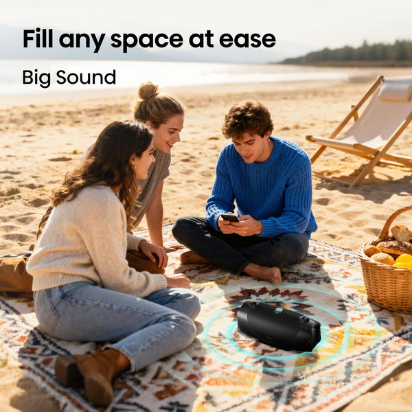 Hisense - Bluetooth Speaker FlexBoom, Up to 20-Hour Playtime, Hands-Free Calling, IP67, Auracast – - Black