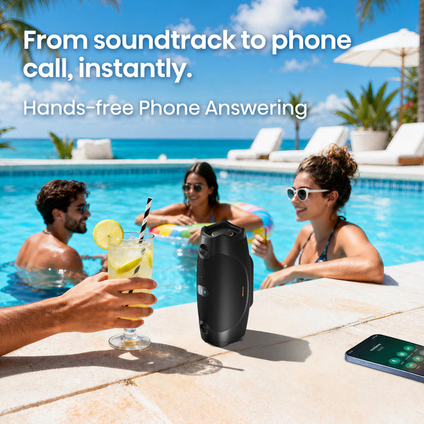 Hisense - Bluetooth Speaker FlexBoom, Up to 20-Hour Playtime, Hands-Free Calling, IP67, Auracast – - Black