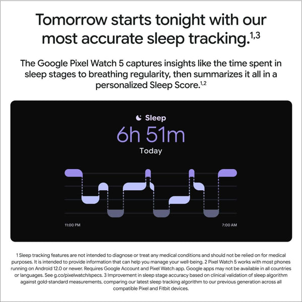 Google - Pixel Watch 5 (45mm) - Wi-Fi - Polished Silver Case - Fog Band - Small, Large - (2026)