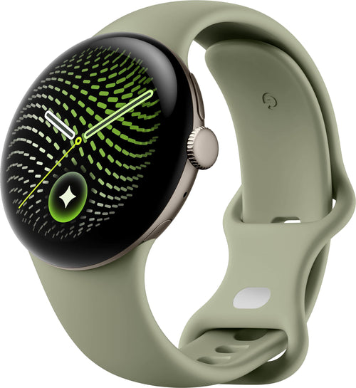 Google - Pixel Watch 5 (45mm) - LTE - Satin Pyrite Case - Olive Band - Small, Large - (2026)