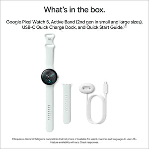 Google - Pixel Watch 5 (41mm) - LTE - Polished Silver Case - Fog Band - Small, Large - (2026)