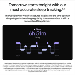 Google - Pixel Watch 5 (41mm) - LTE - Polished Silver Case - Fog Band - Small, Large - (2026)