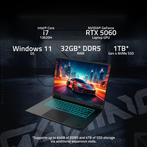 GIGABYTE - GAMING A16 - 16" 165Hz 1920x1200 WUXGA Intel Core i7-13620H - 1TB SSD - 32GB DDR5 RAM - GeForce RTX 5060 - Black Steel