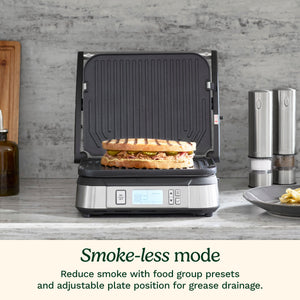 Cuisinart - Countertop Indoor Contact Griddler with Smoke-Less Mode - Stainless Steel