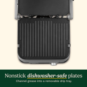 Cuisinart - Countertop Indoor Contact Griddler with Smoke-Less Mode - Stainless Steel