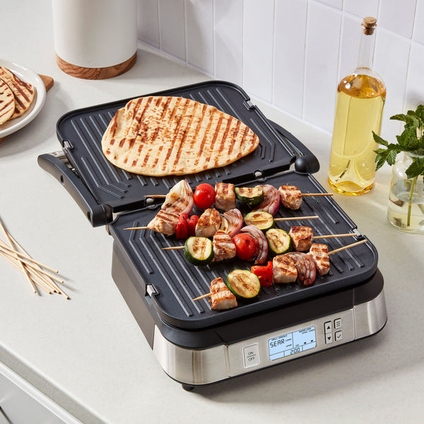 Cuisinart - Countertop Indoor Contact Griddler with Smoke-Less Mode - Stainless Steel