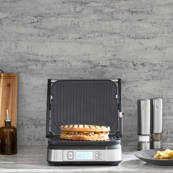 Cuisinart - Countertop Indoor Contact Griddler with Smoke-Less Mode - Stainless Steel