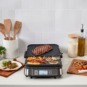 Cuisinart - Countertop Indoor Contact Griddler with Smoke-Less Mode - Stainless Steel