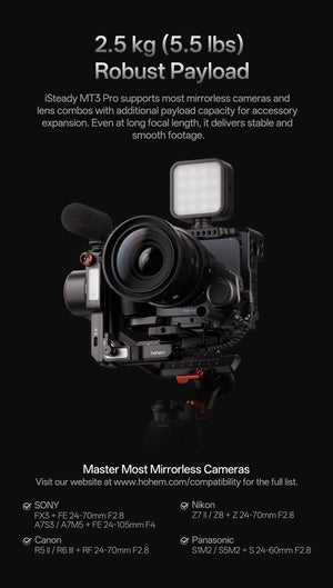 Hohem - iSteady MT3 Pro Phone & Camera Gimbal Stabilizer w/ AI Tracking, Detachable Remote for Cameras up to 5.5lbs - Black