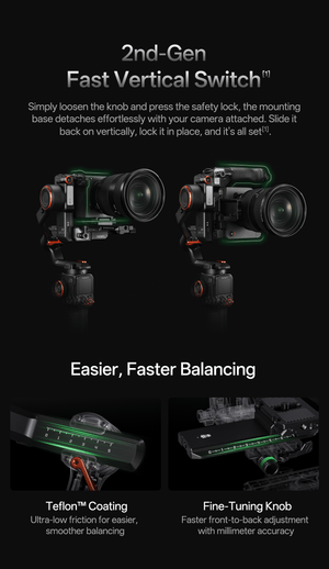 Hohem - iSteady MT3 Pro Phone & Camera Gimbal Stabilizer w/ AI Tracking, Detachable Remote for Cameras up to 5.5lbs - Black
