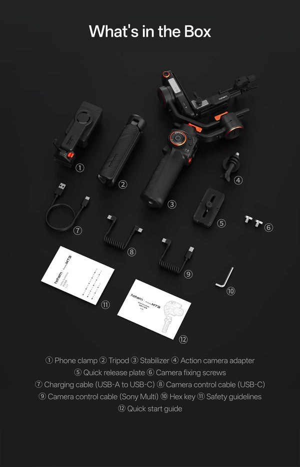 Hohem - iSteady MT3 Phone & Camera Gimbal Stabilizer w/ AI Tracking & Orientation Switch for Cameras up to 3lbs - Black